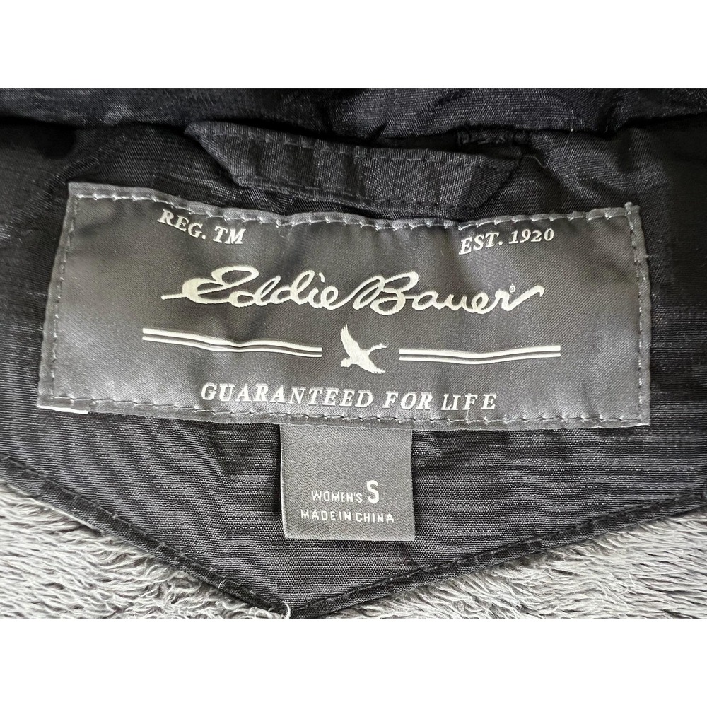 Eddie Bauer Coat Womens Small Black Down Hooded Zip Long Quilted Puffer Parka - Picture 7 of 14